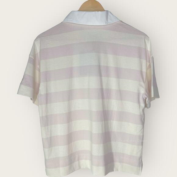 Everlane Retro Jersey Striped Polo Shirt | Small | White Purple Boxy Oversized - Picture 7 of 8